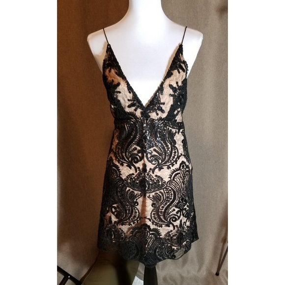 Free people black lace sequin dress - Picture 1 of 8